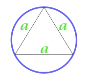 A terület a kör leírt egy egyenlő oldalú háromszög