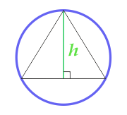 مساحت دایره توصیف در مورد یک مثلث متساوی الاضلاع محاسبه شده از ارتفاع مثلث